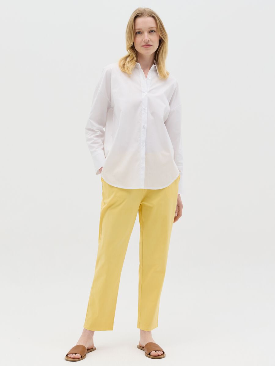 Stretch cotton trousers with drawstring_0