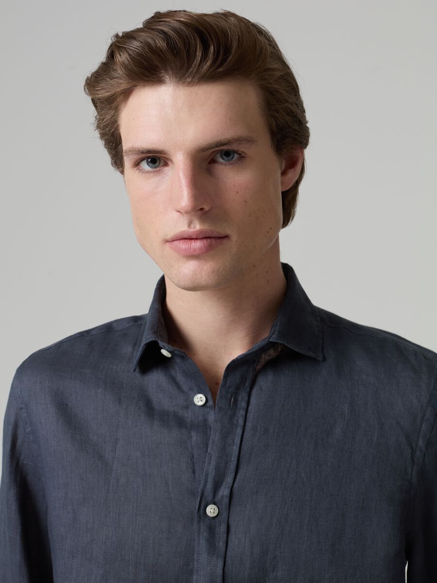 Solid colour linen shirt_1