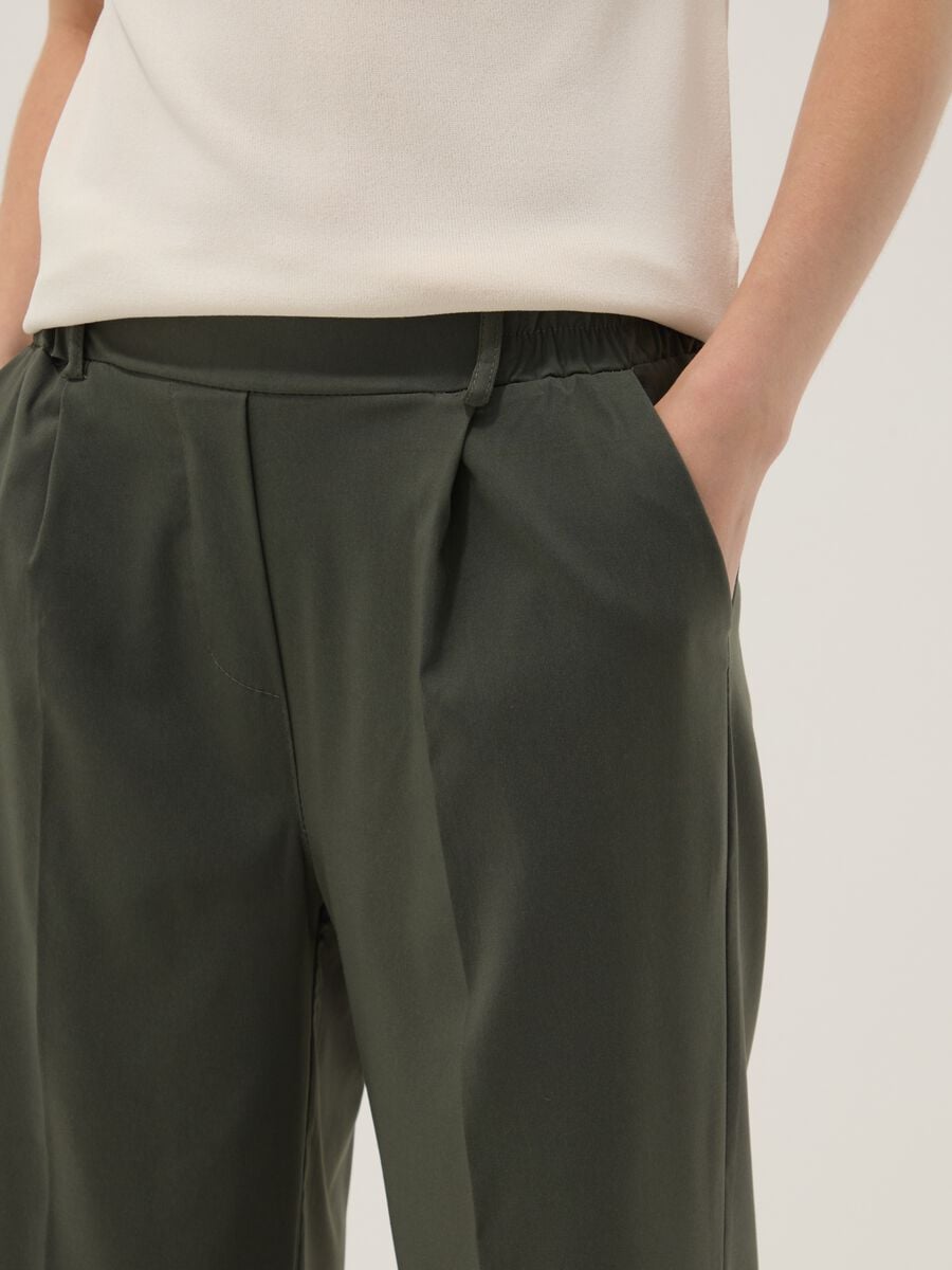 Green wide-leg trousers in stretch viscose_3