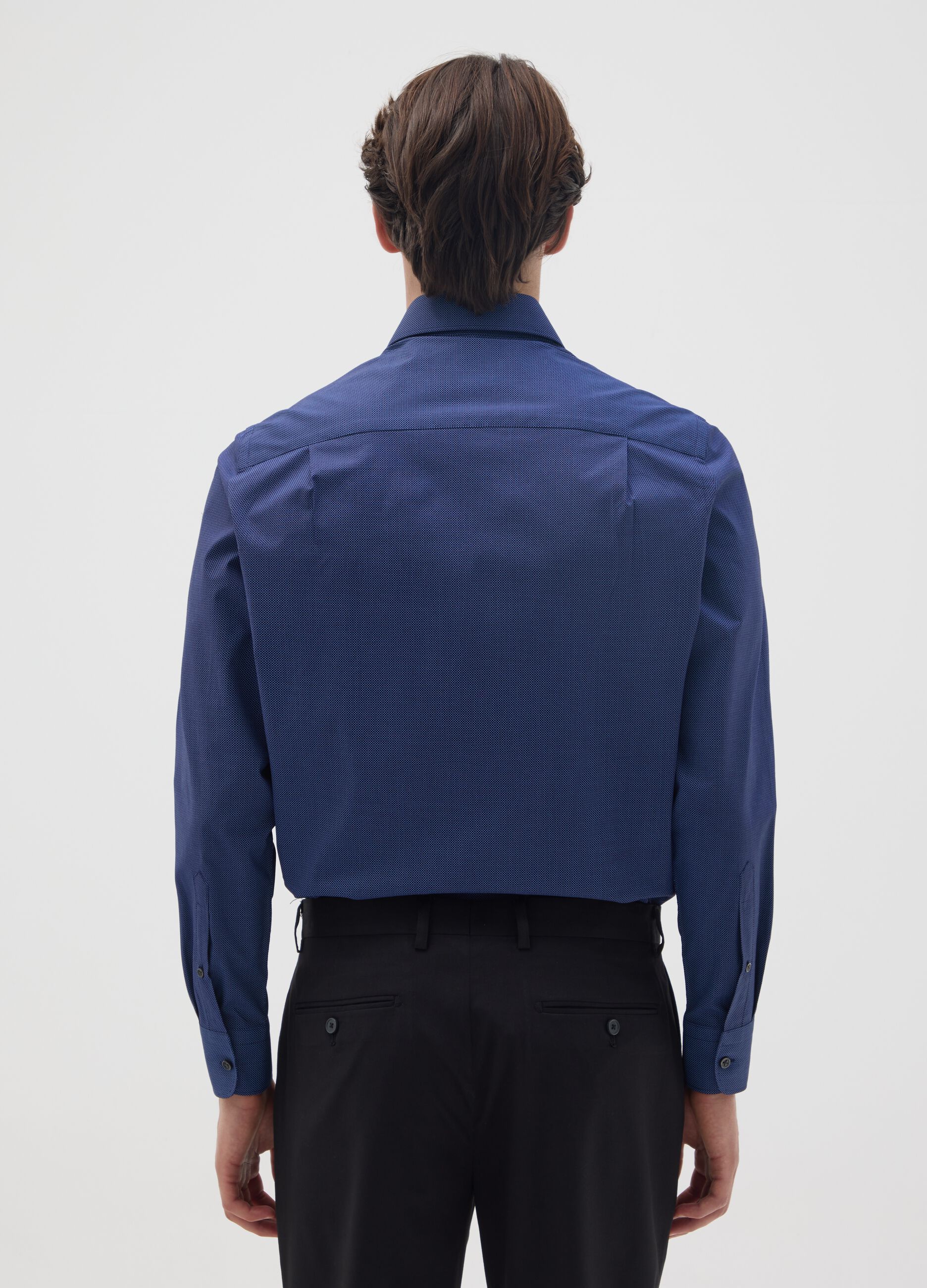 Blue Cotton Regular Fit Shirt