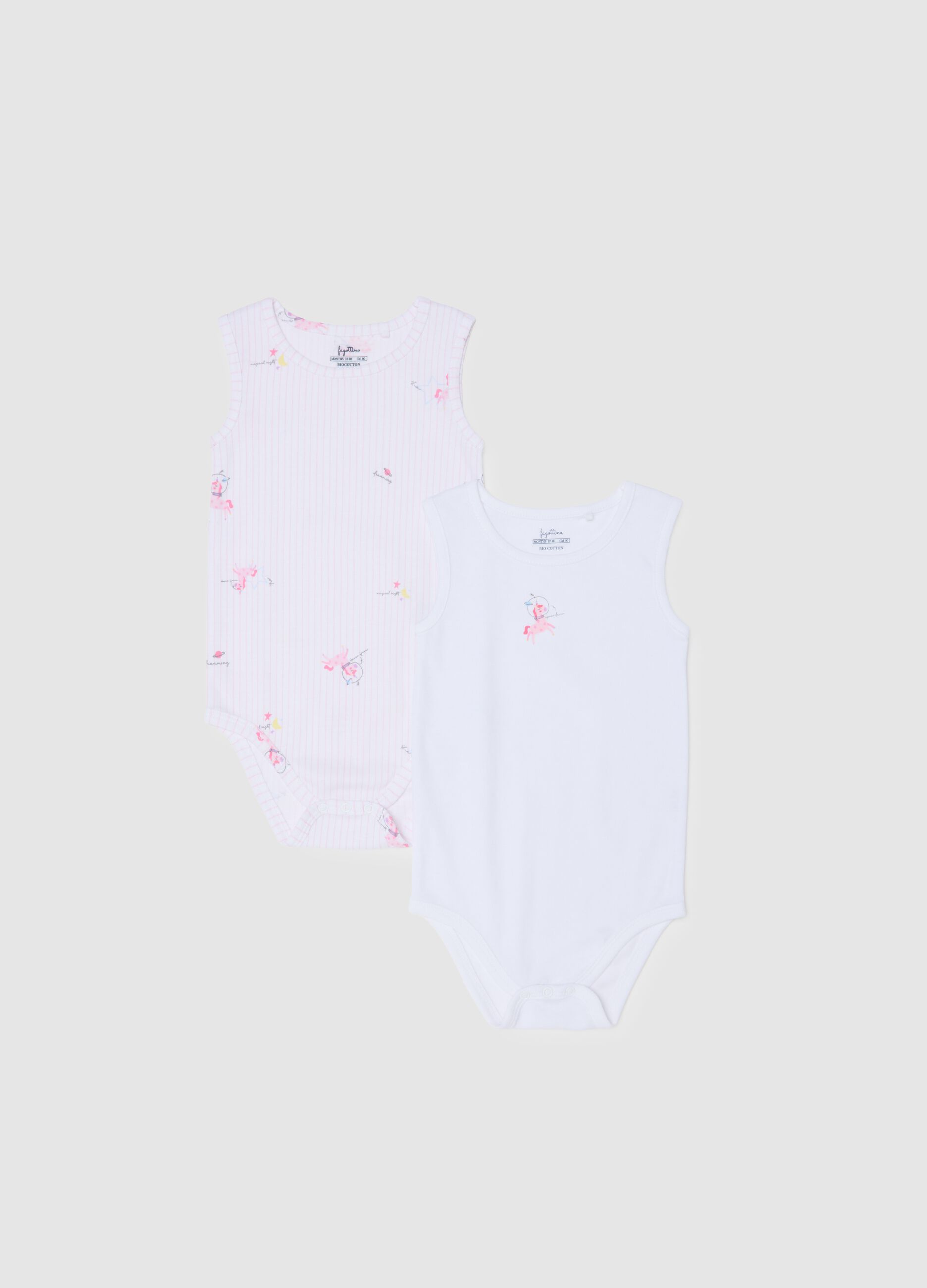 Bipack of multicolour pure cotton baby bodysuits
