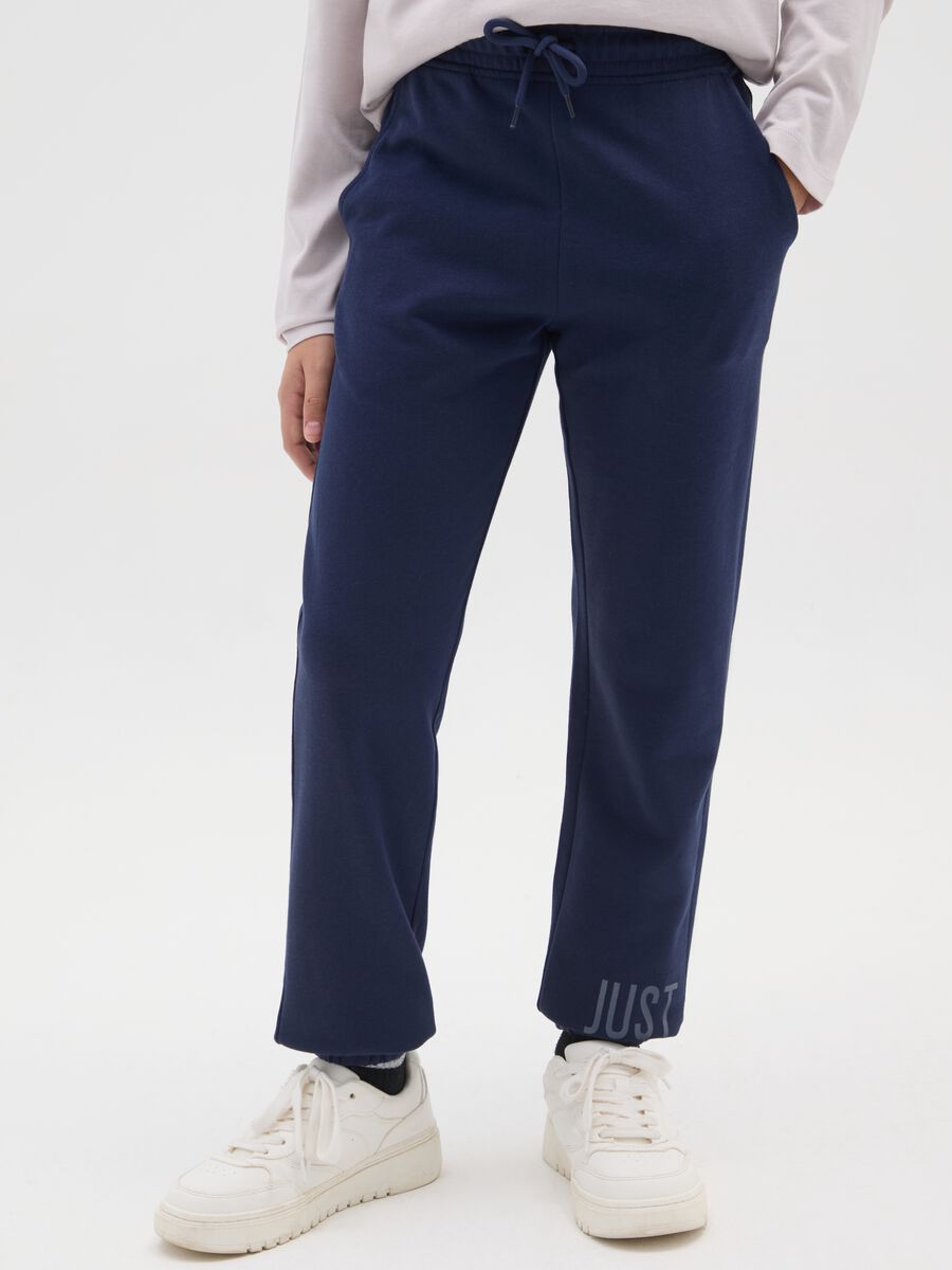 Pantaloni jogger da ragazzo in puro cotone blu regular fit_2