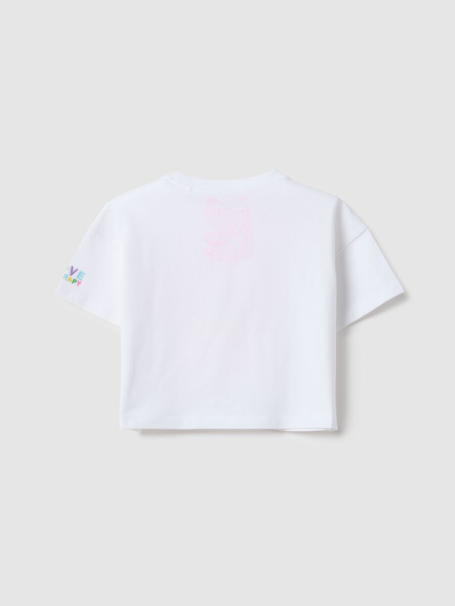 Girls' white stretch cotton boxy fit t-shirt with star_1