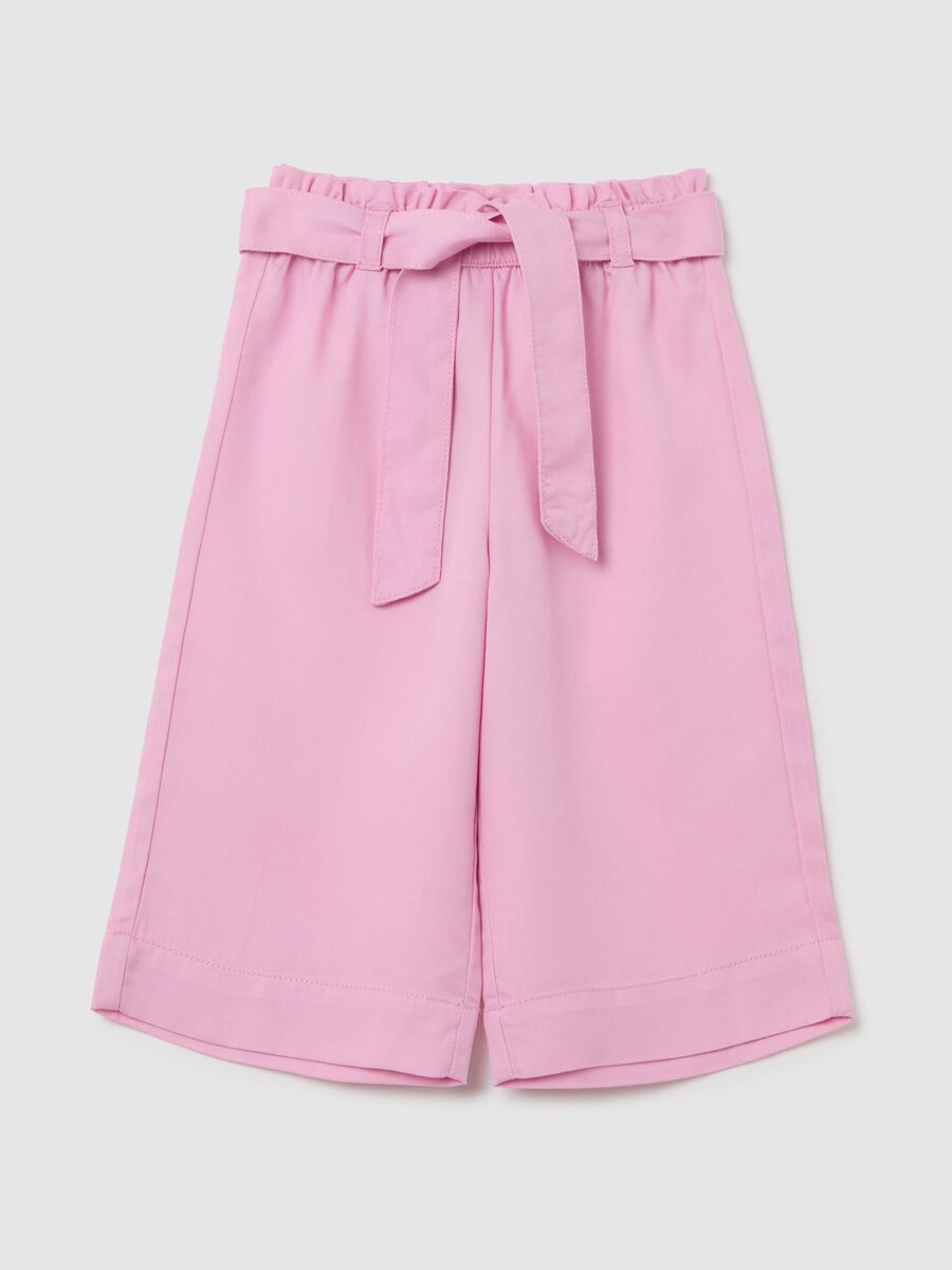 Girls' high-waisted pink lyocell culottes with wide leg_0