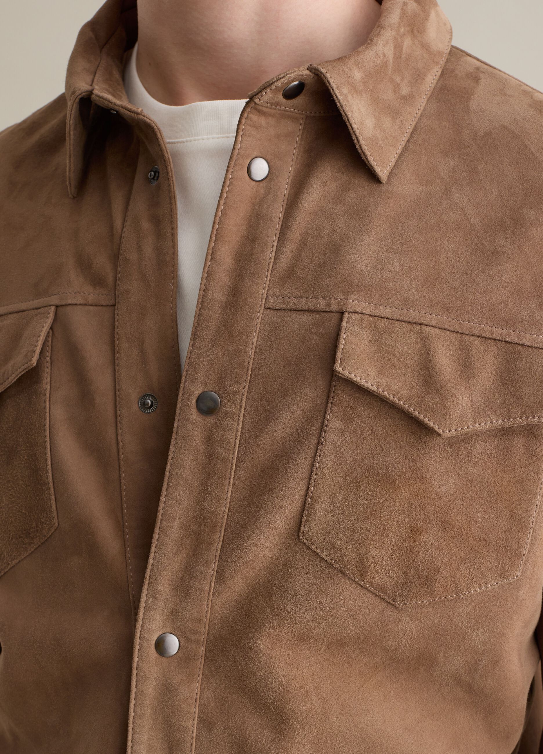 Shacket in suede leather