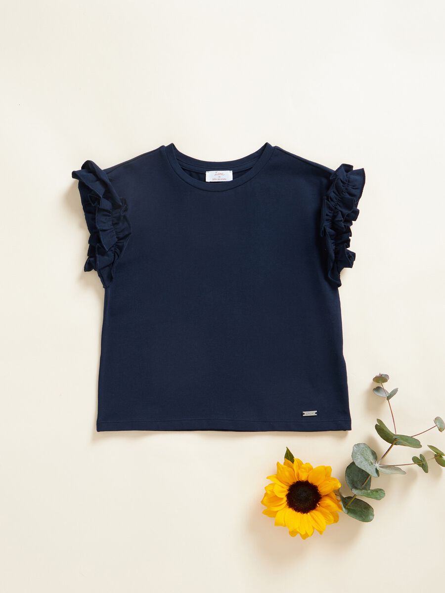 T-shirt in cotone stretch con rouches IANA_0