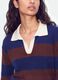 Blue striped viscose-blend polo-collar top, regular fit_3