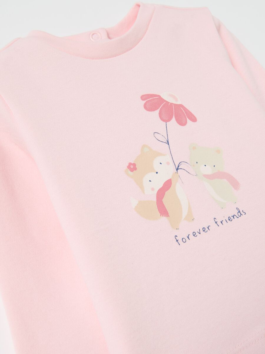 T-shirt in cotone bio stampa "forever friends"_2