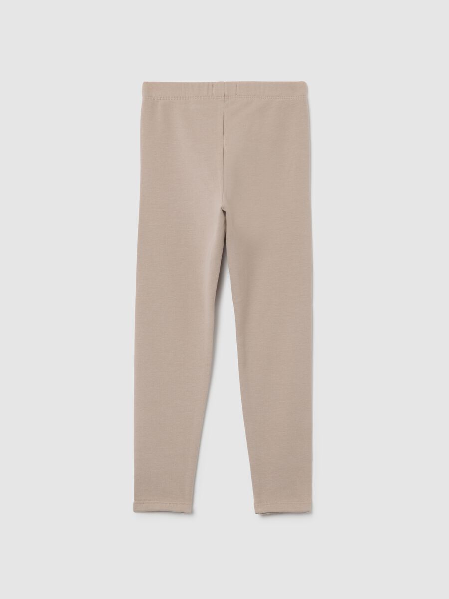 Girls' skinny beige leggings in stretch cotton_1