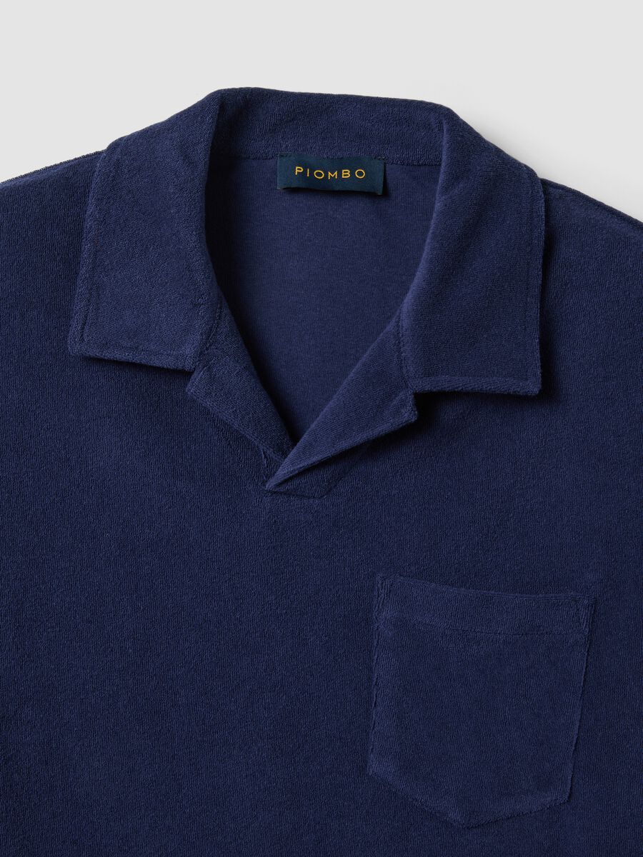 Blue cotton-blend short-sleeve polo shirt, regular fit_5