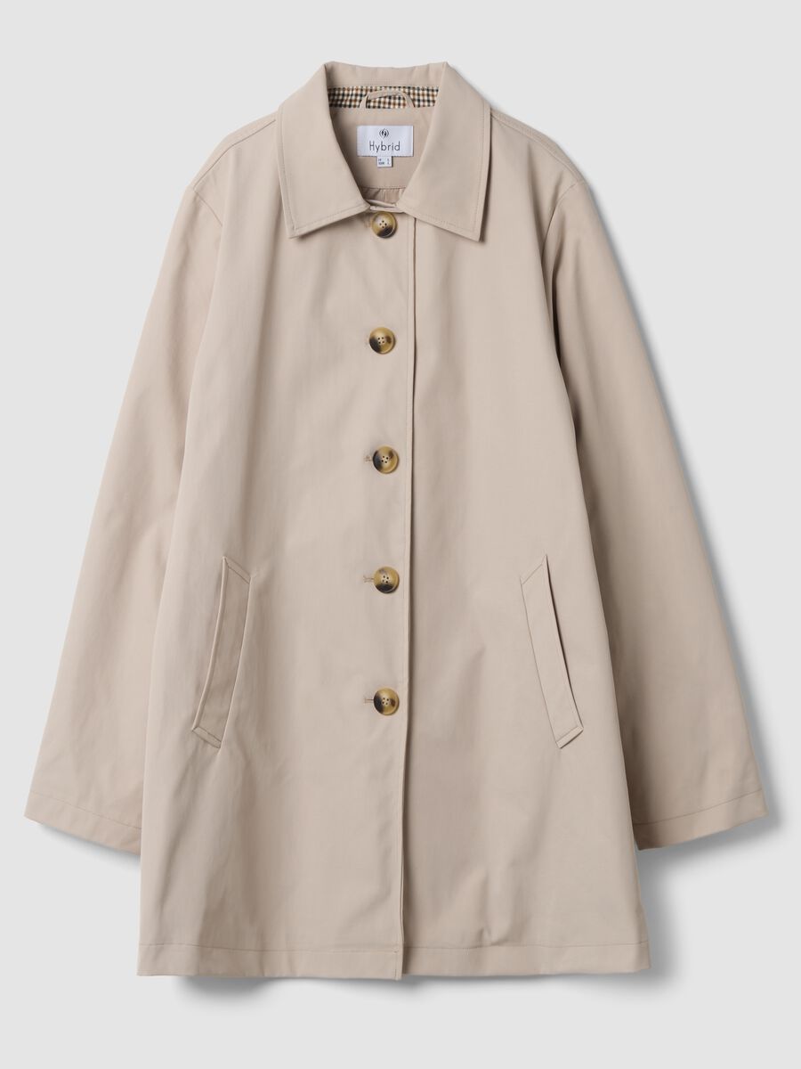 Beige regular-fit parka with buttons and slanted pockets_0