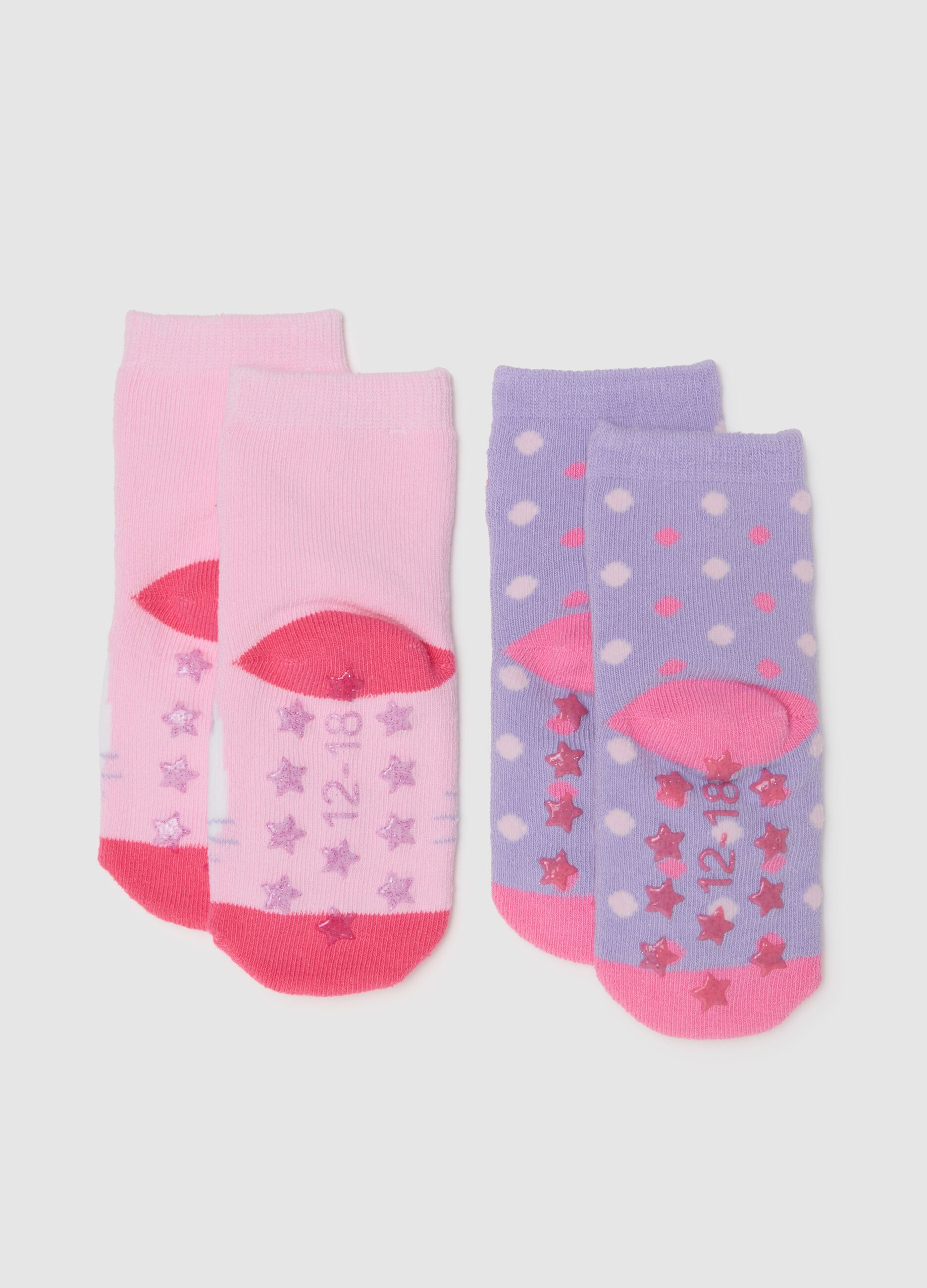 Bipack of multicolor stretchy cotton socks for girls