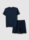 Short pyjamas in pure blue cotton, regular fit_4