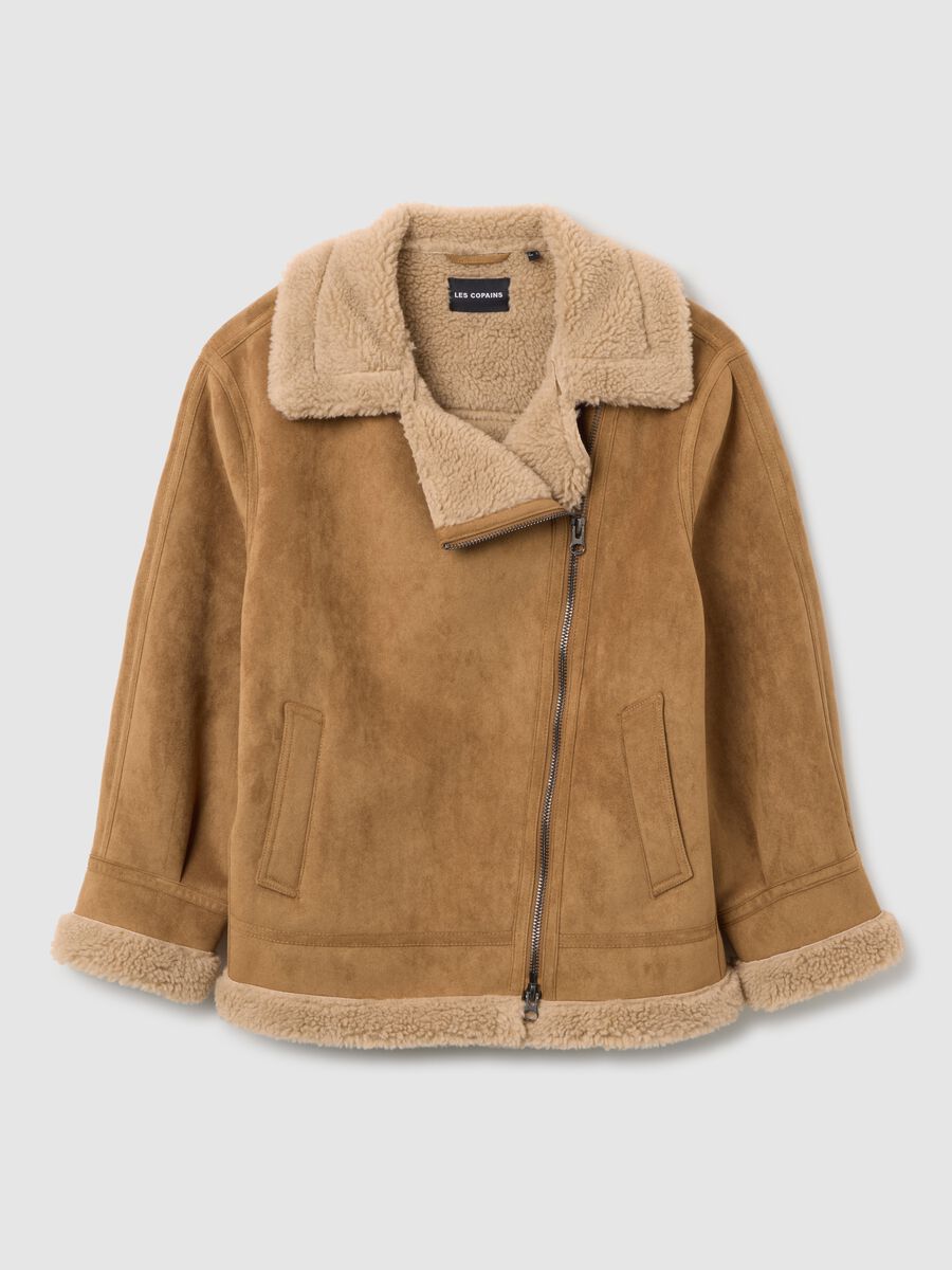 Giacca biker marrone vestibilità over_4