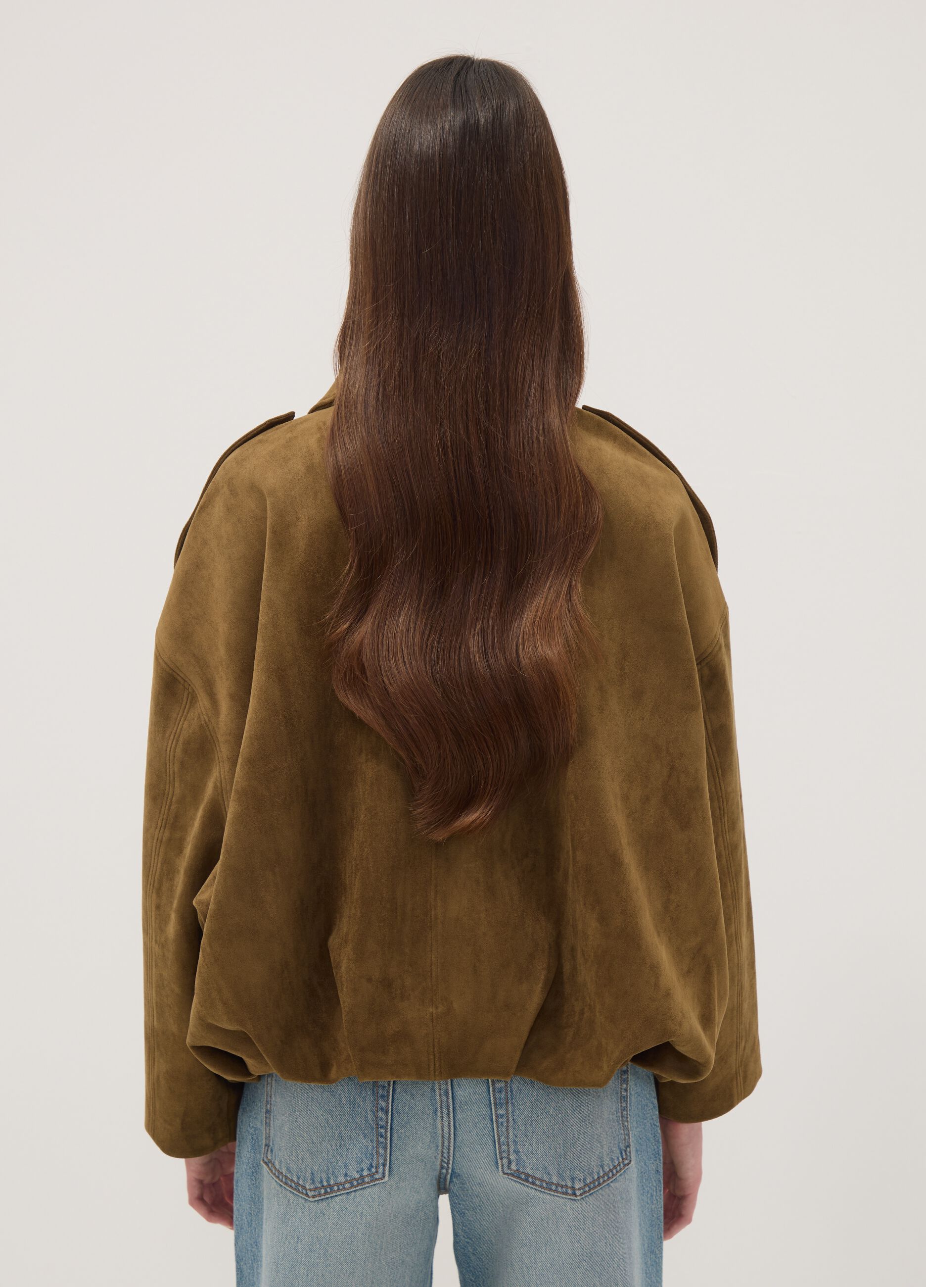 Green stretch-fabric jacket with zip, regular fit