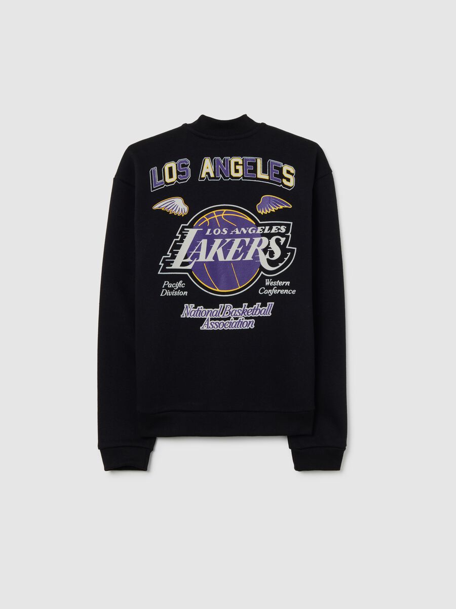 Children's black cotton blend regular fit sweatshirt with Lakers logo_4