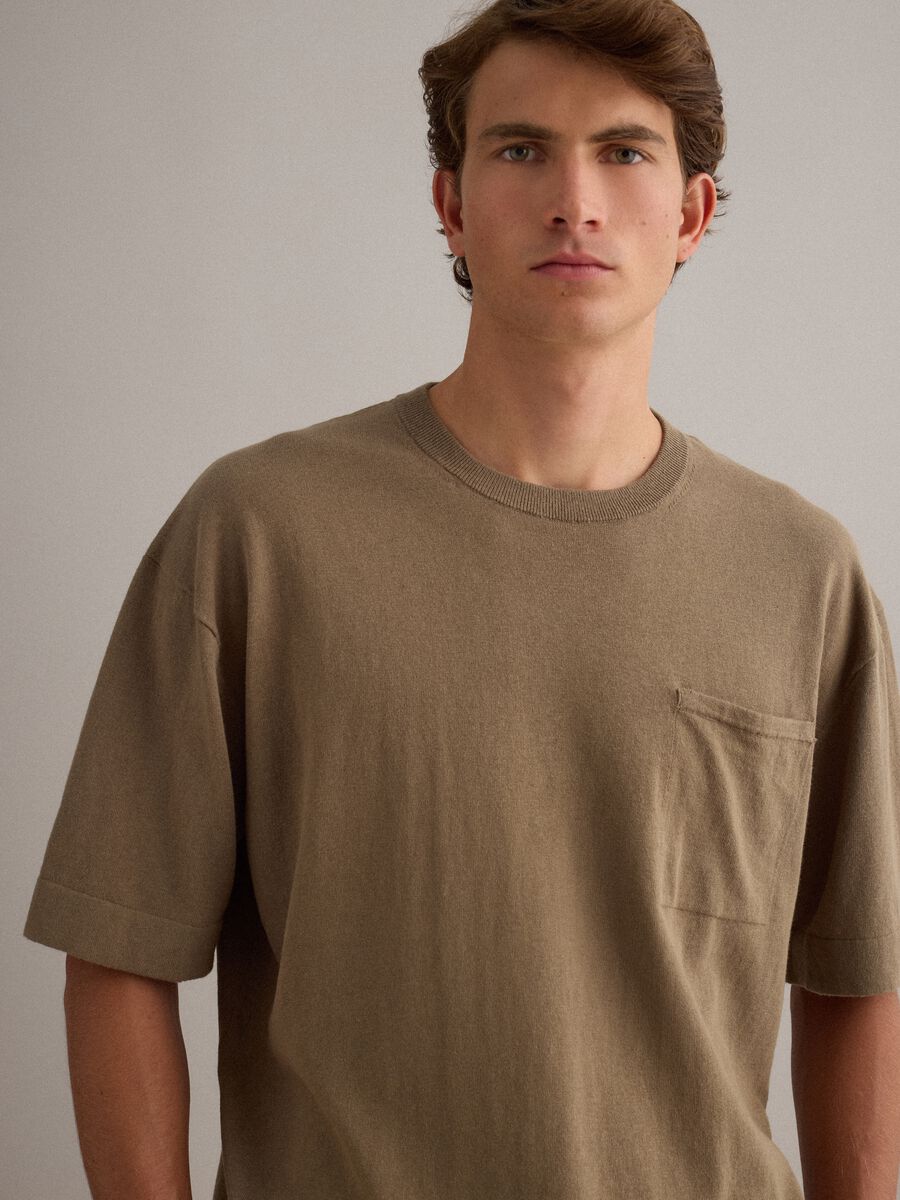 Brown short sleeve pure cotton T-shirt_3