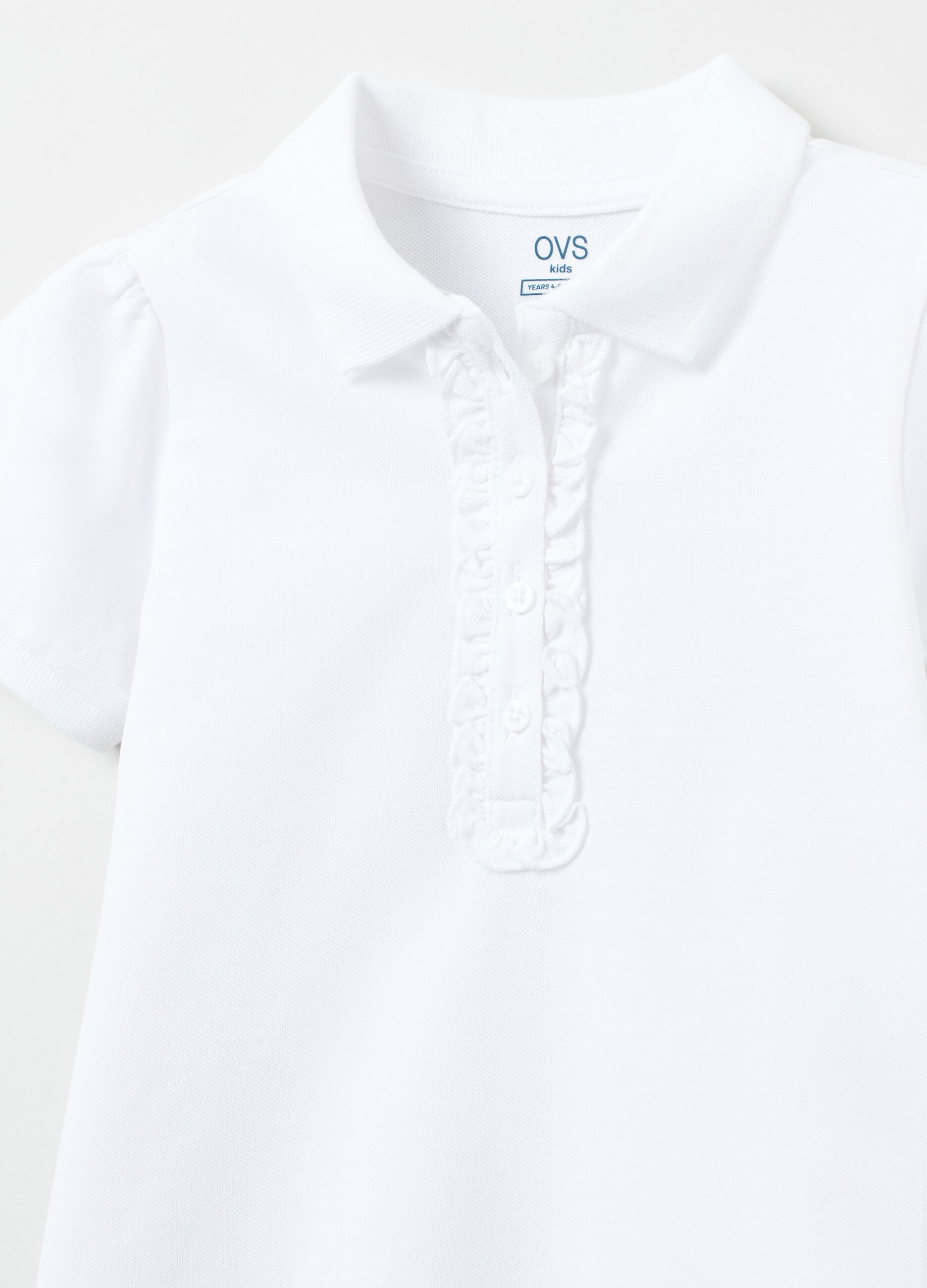 Cotton piquet polo shirt with frills