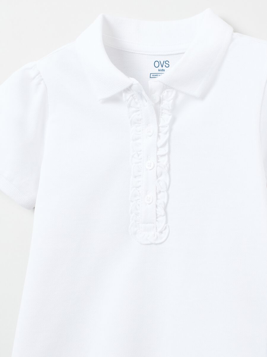 Cotton piquet polo shirt with frills_2