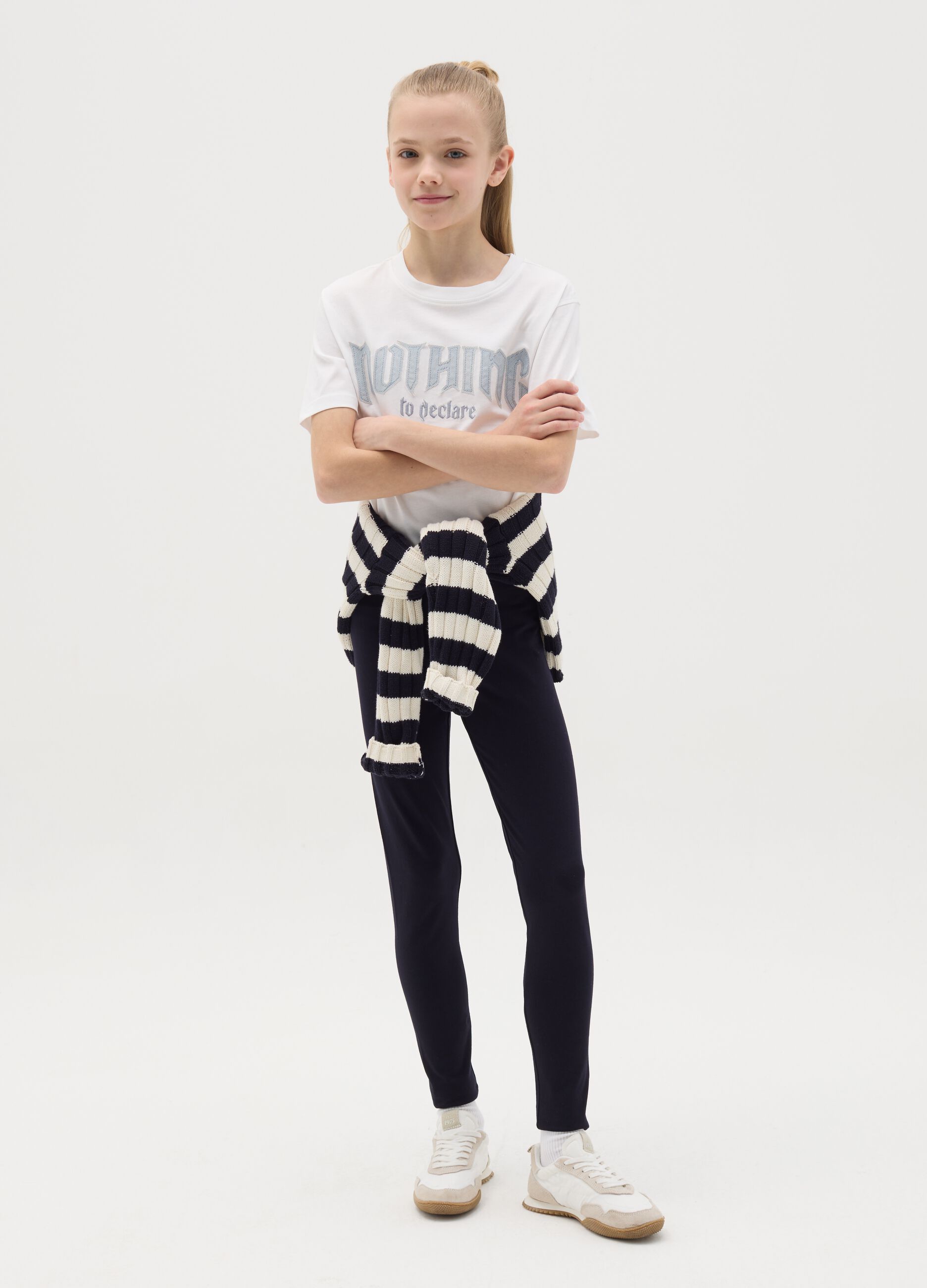 Solid colour stretch leggings