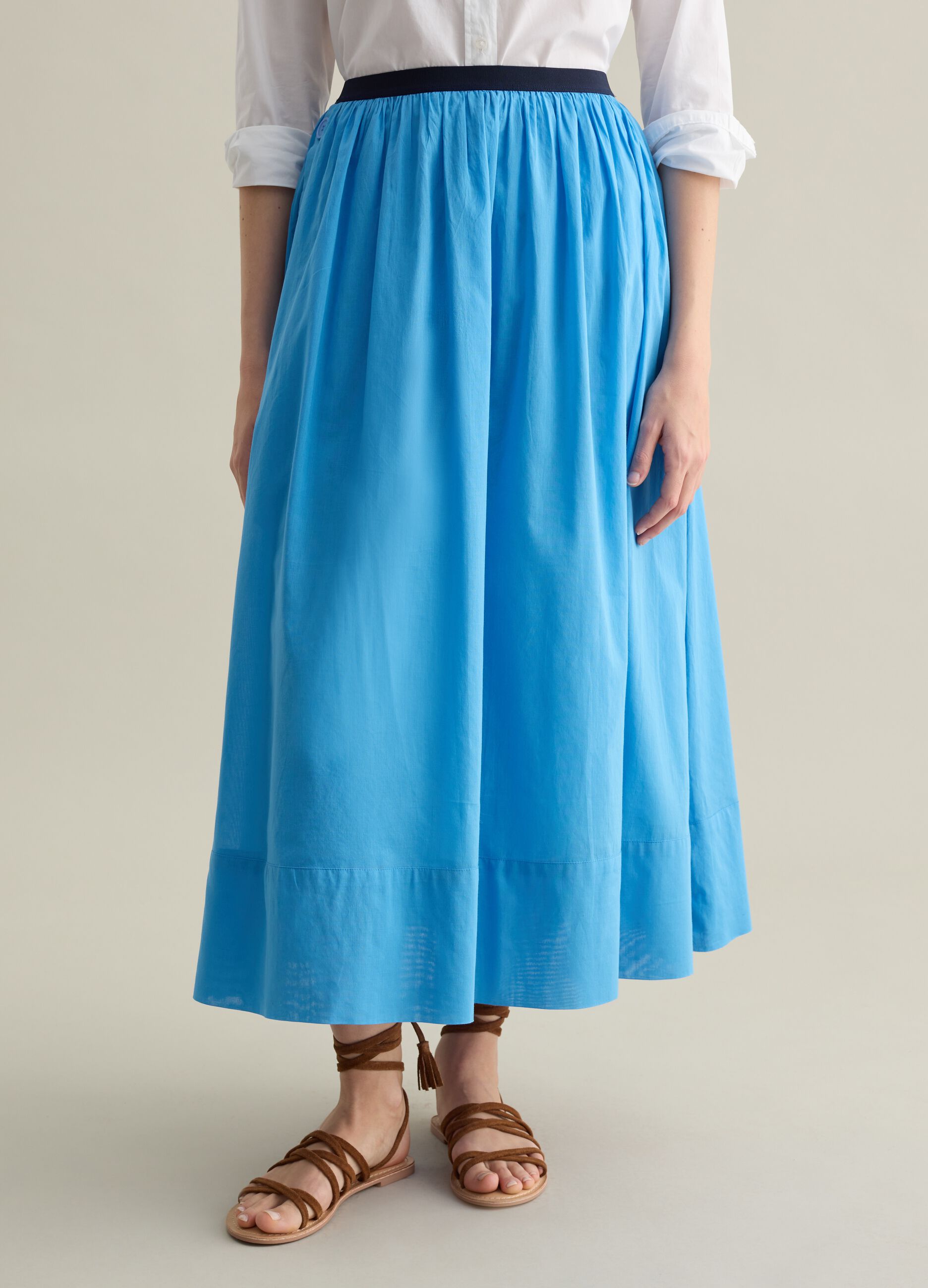 Light blue midi skirt in cotton