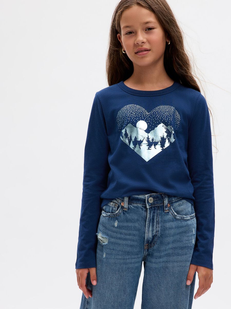 T-shirt a maniche lunghe con stampa_0