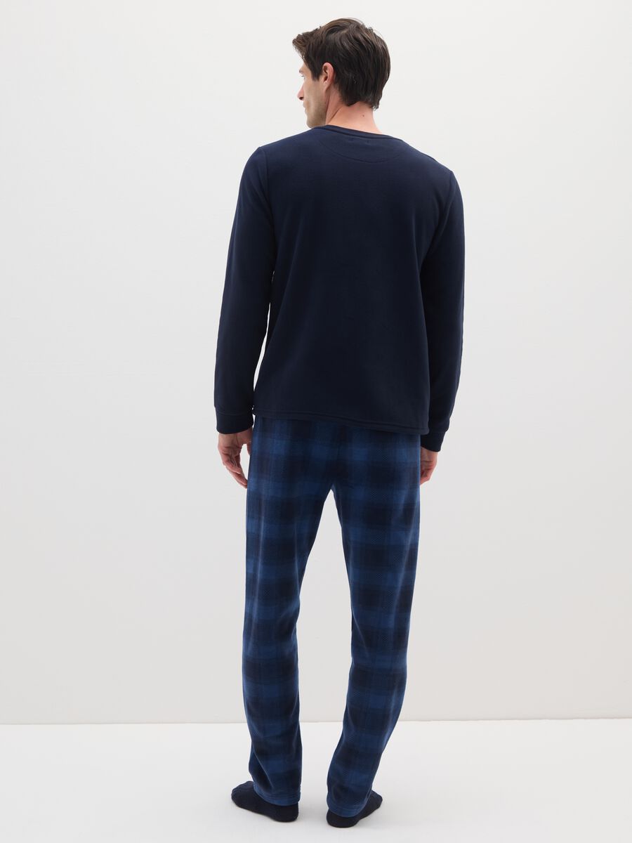 Regular fit blue plaid fleece pyjamas_2