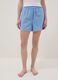 Regular-fit pure cotton checked pyjama shorts in white and light blue_1