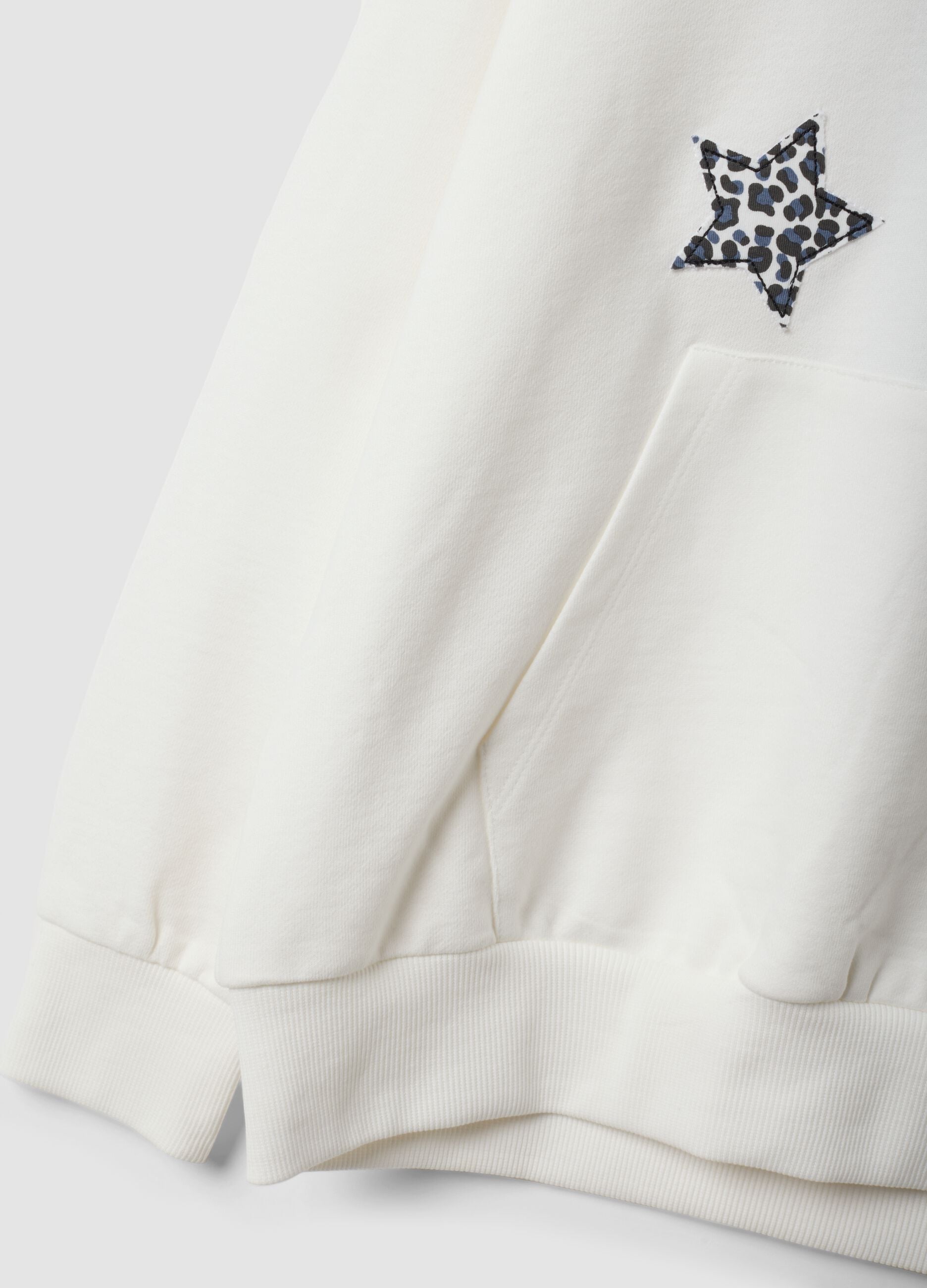 White oversized hoodie in pure cotton with Stitch print for girls