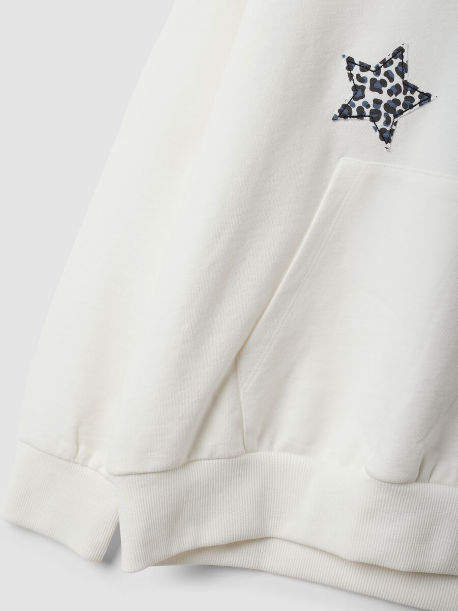 White oversized hoodie in pure cotton with Stitch print for girls_2