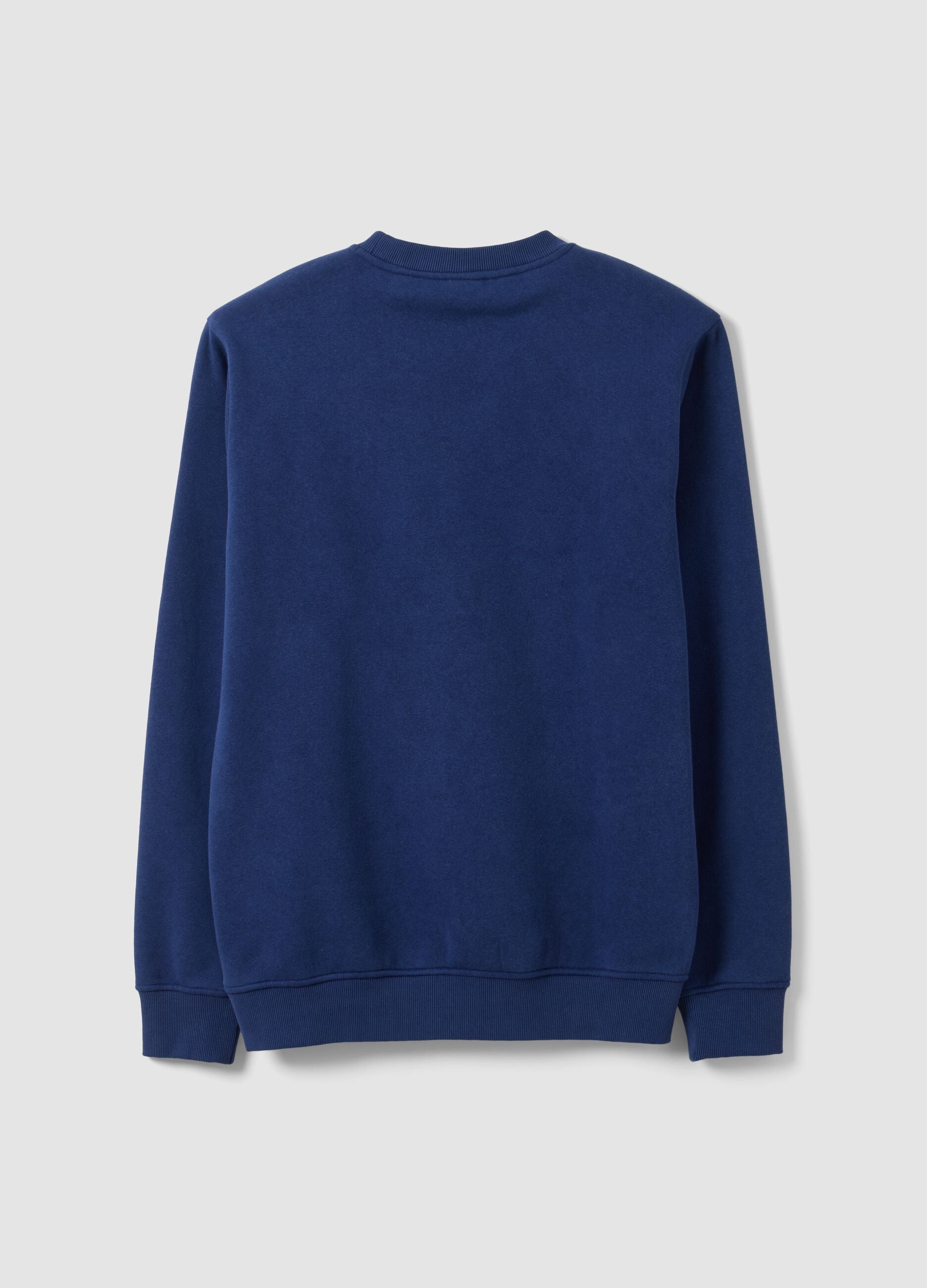 Blue cotton-blend crew-neck sweatshirt with logo