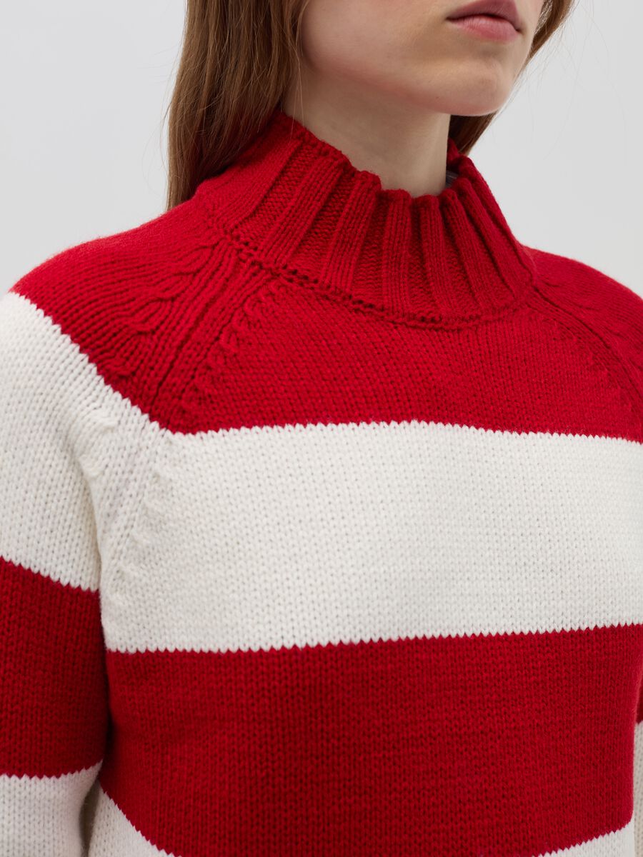 Striped knit top with mock neck_3