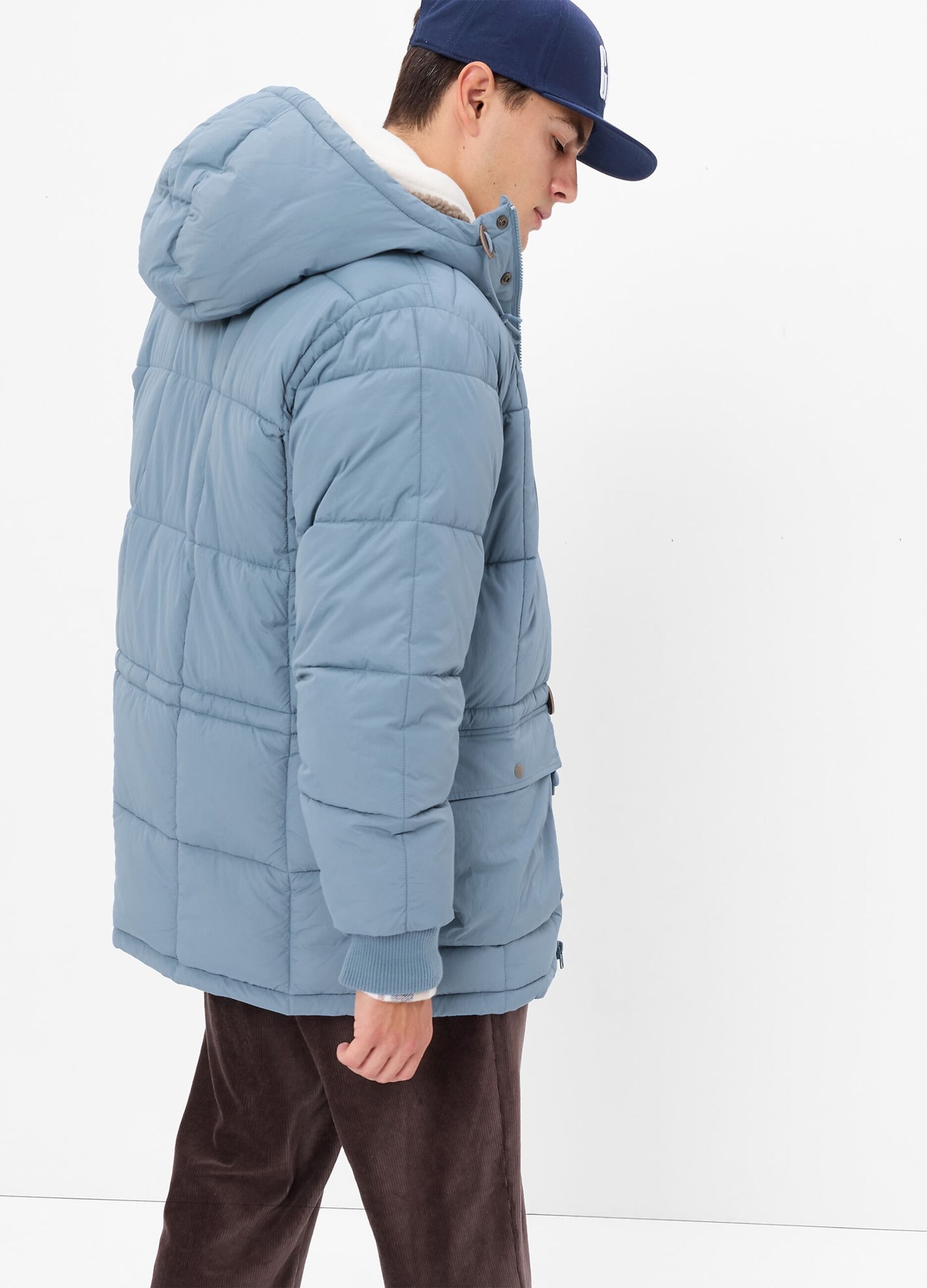 Quilted parka with sherpa lining