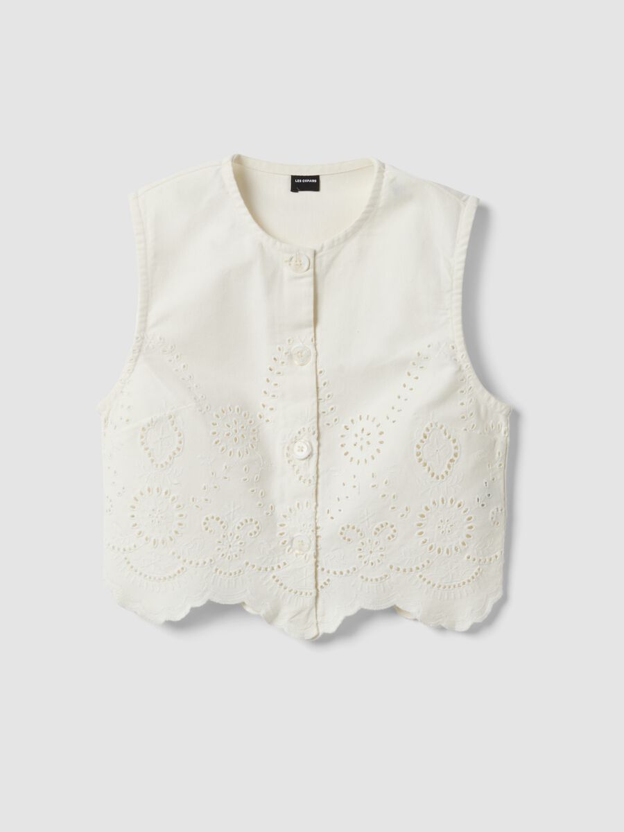 White organic cotton broderie anglaise shirt_0