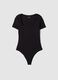 Regular fit black stretch cotton bodysuit with square neckline_4