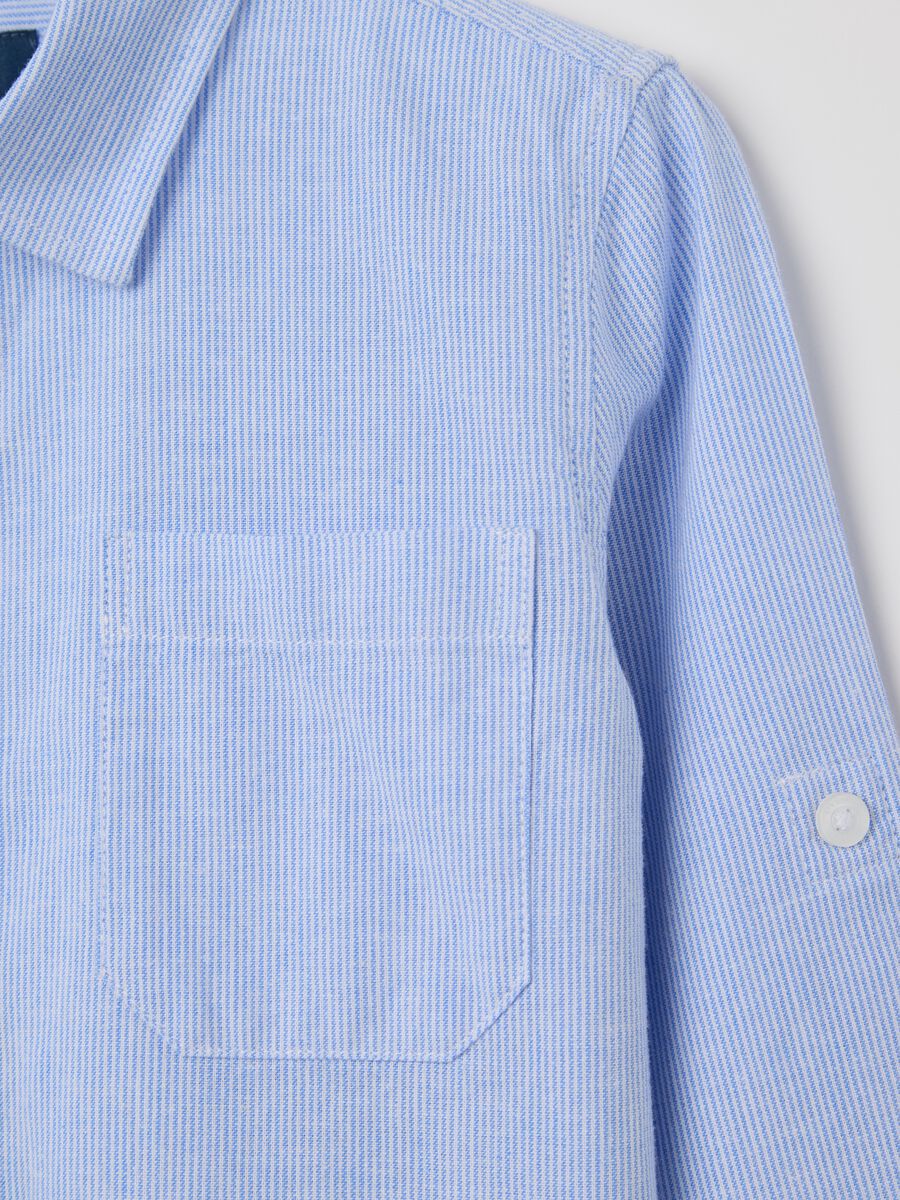 White and light blue shirt in striped linen and cotton_2