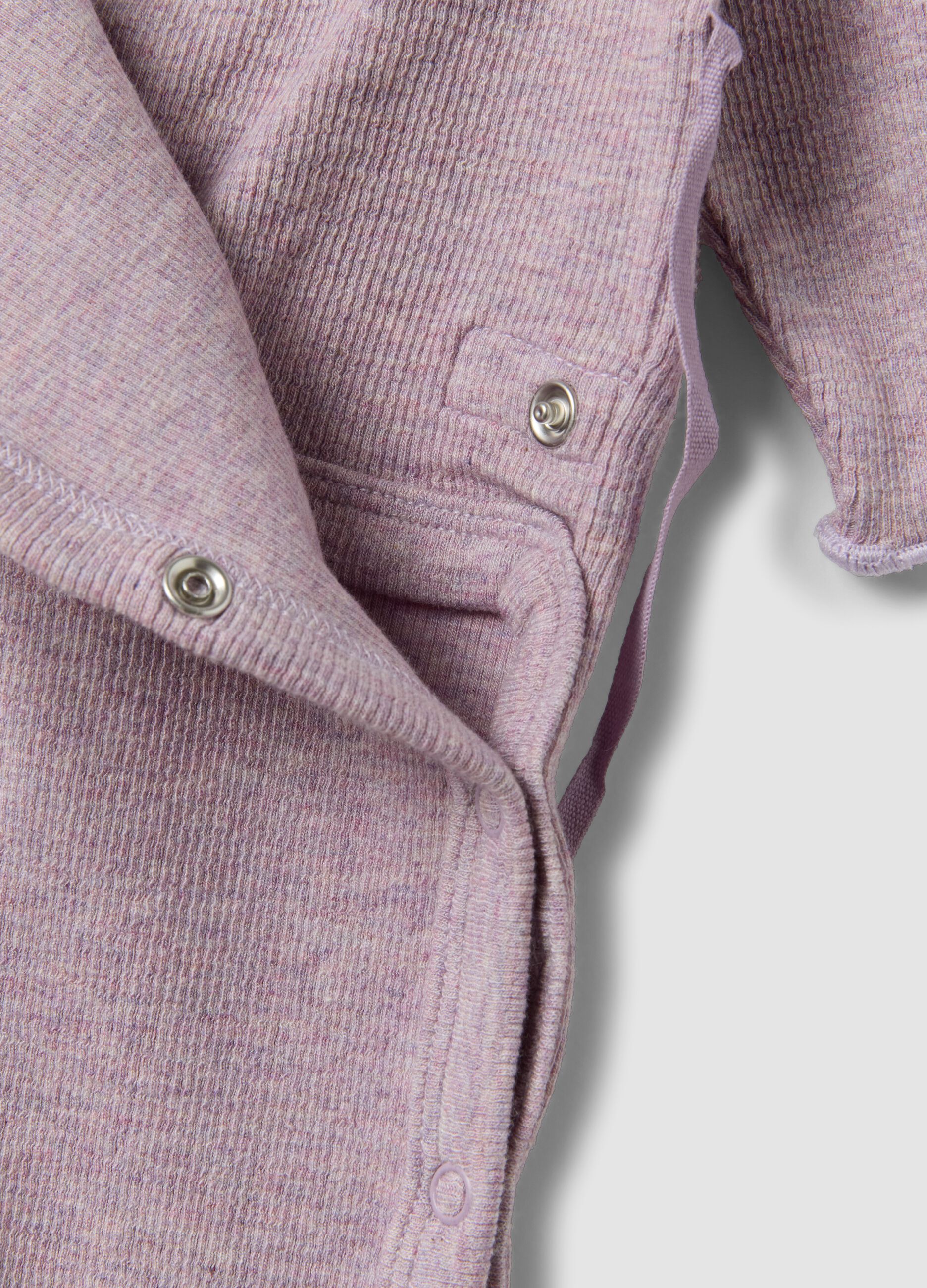 Purple organic cotton wrapover babygrow for baby girl