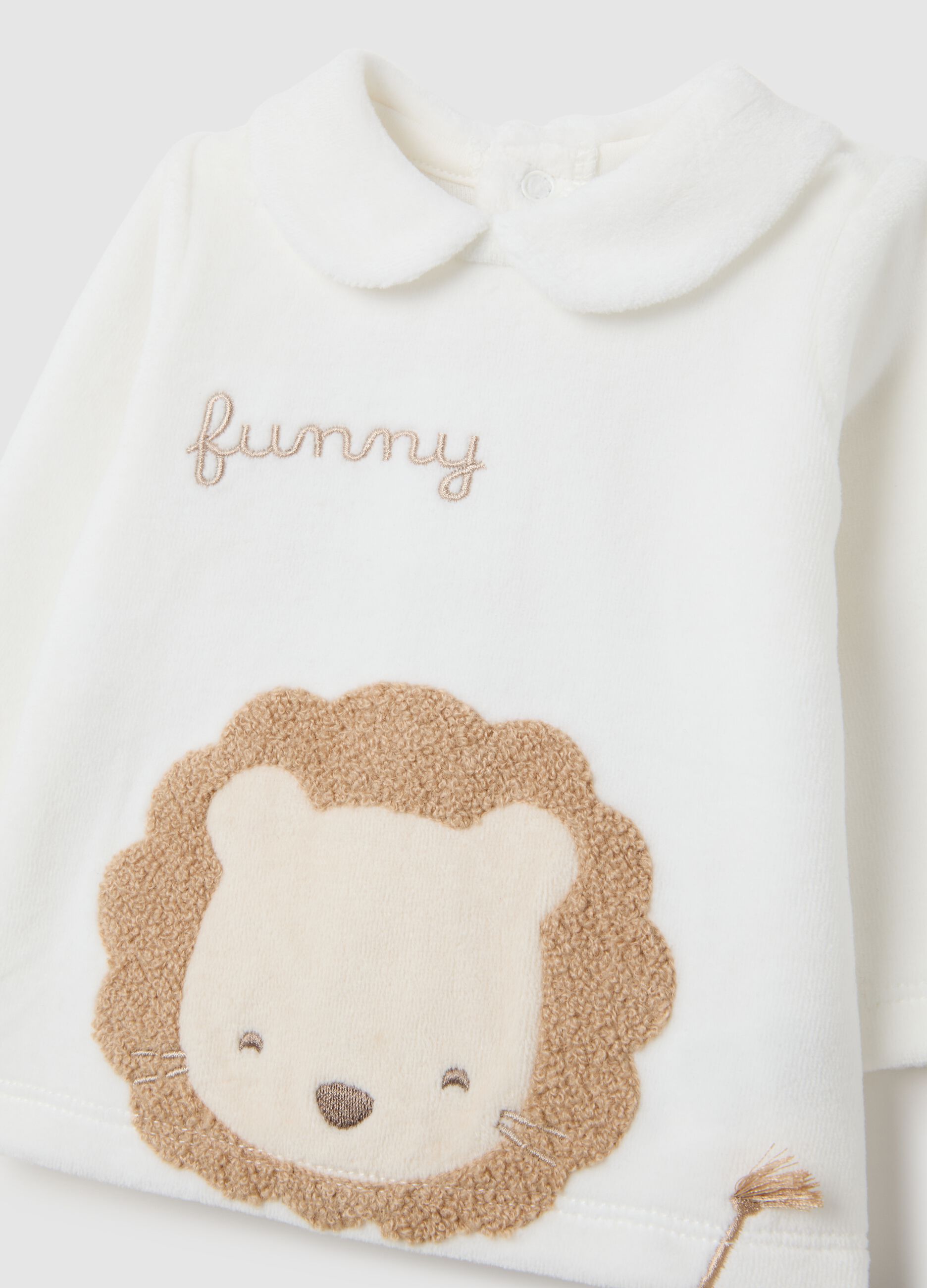 Newborn set in white and beige cotton blend