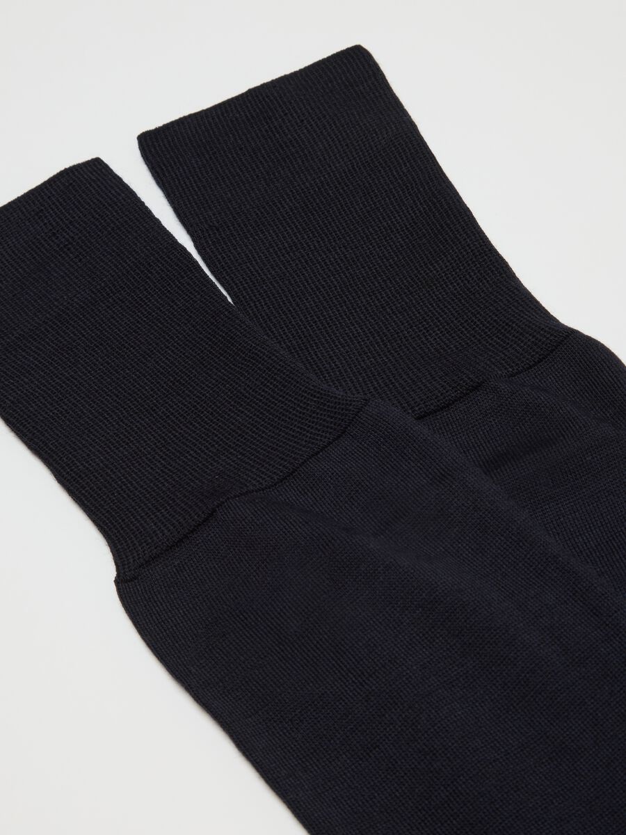 Twin-Pack Blue Wool-Blend Long Socks_1