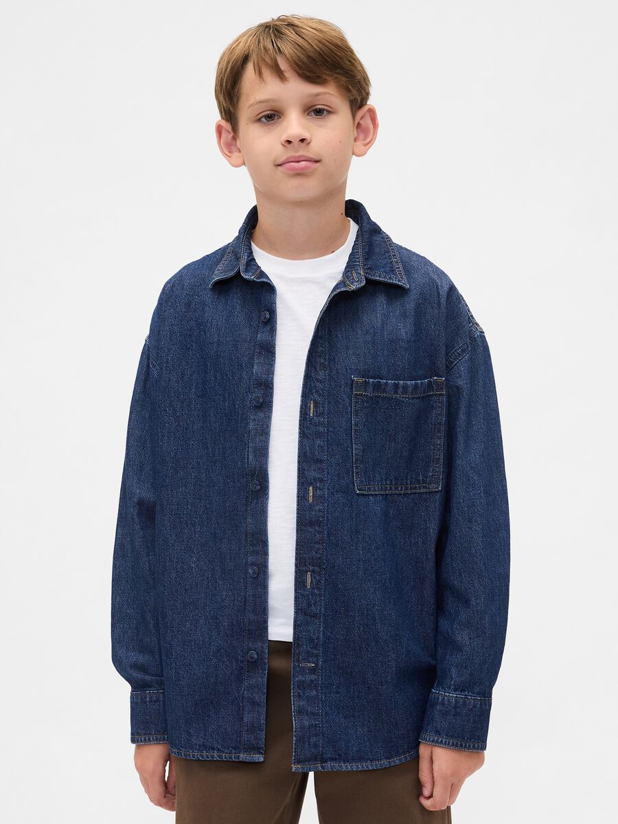 Camicia in denim a maniche lunghe_0
