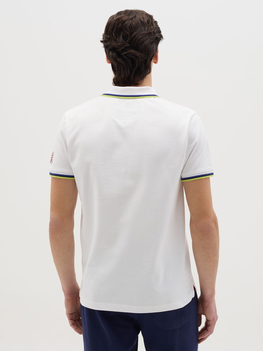 White short-sleeved polo shirt in cotton_3
