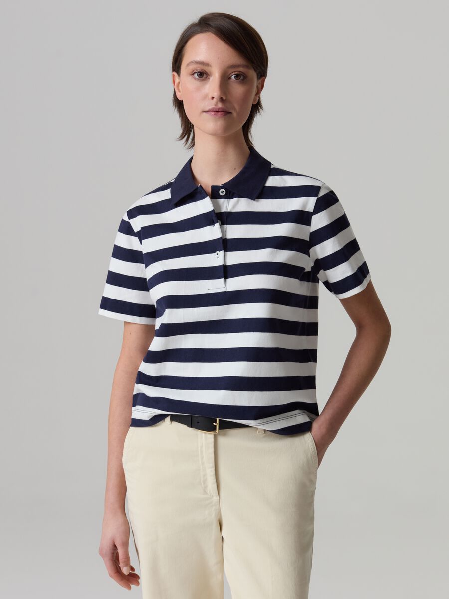 Striped cotton polo shirt_0