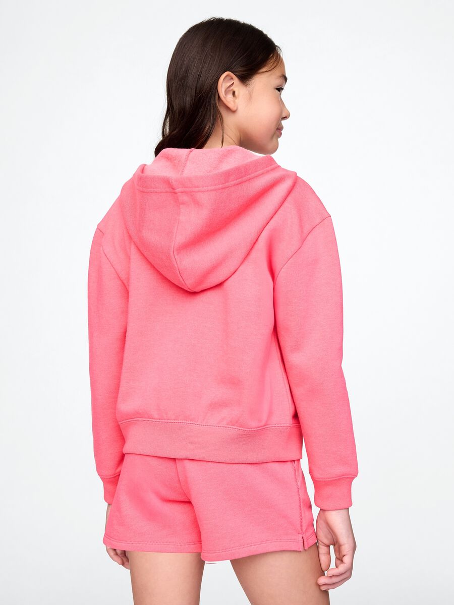 Felpa in misto cotone rosa da ragazza regular fit con zip e cappuccio_2