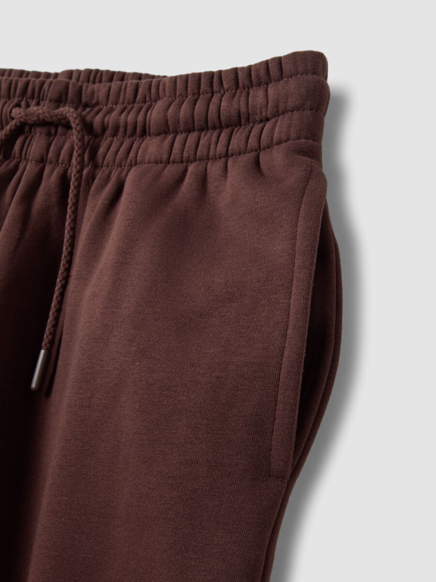 Brown cotton-blend joggers with elasticated waist, regular fit_2