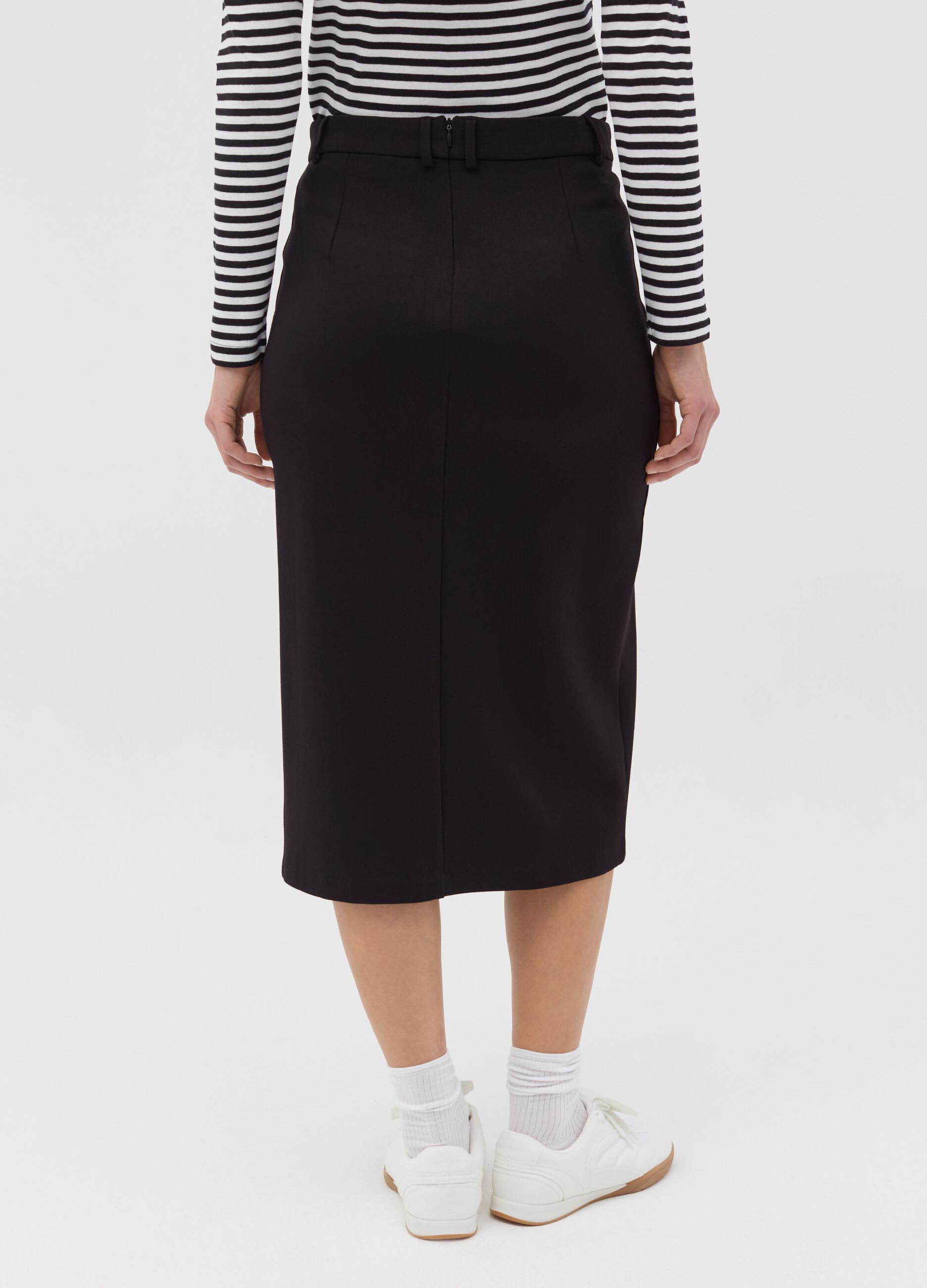 Midi pencil skirt with slit