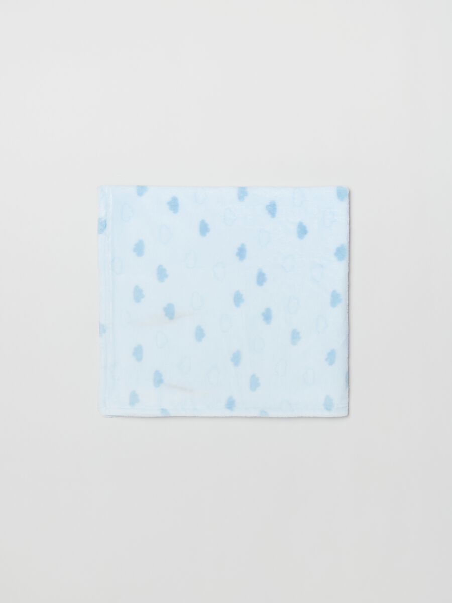 Coperta in velour con stampa nuvolette_0