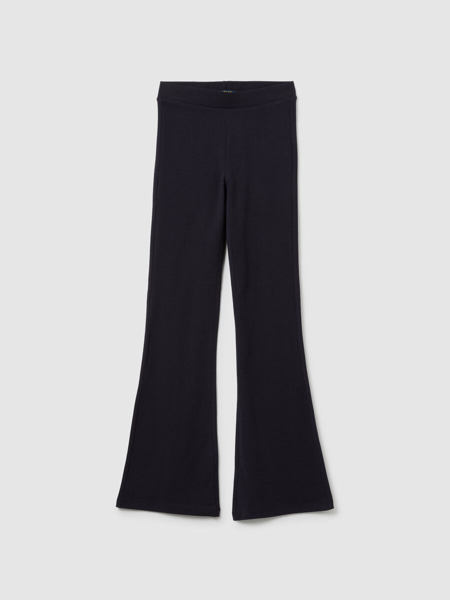 Girls' blue stretch cotton trousers in regular fit_0
