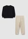 Black Sweatshirt and Beige Trousers Set_1