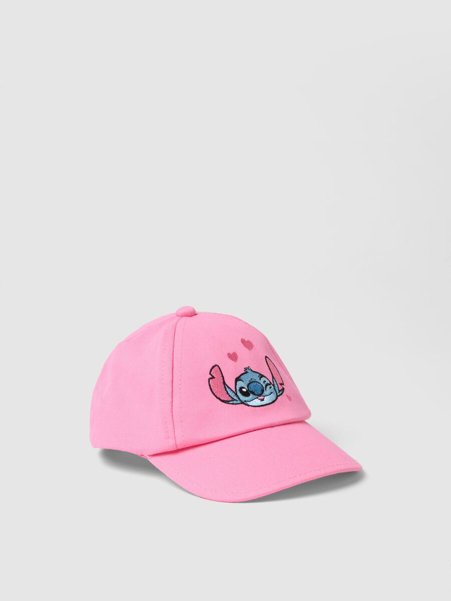 Cappello da baseball in puro cotone rosa da bimba con Stitch_0