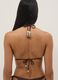 Bikini a triangolo in tessuto elasticizzato marrone con pietre_2